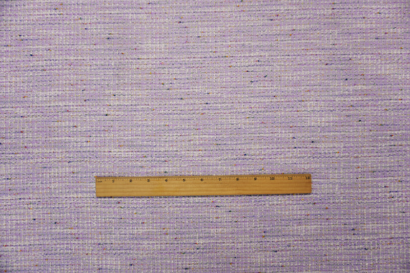 Purple-Silver-Multi Poly Cotton Texture Boucle Double Knit Fabric