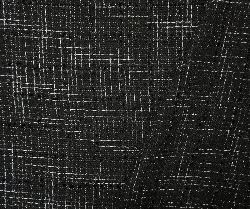 Black-Silver Poly Check Twill Woven Fabric