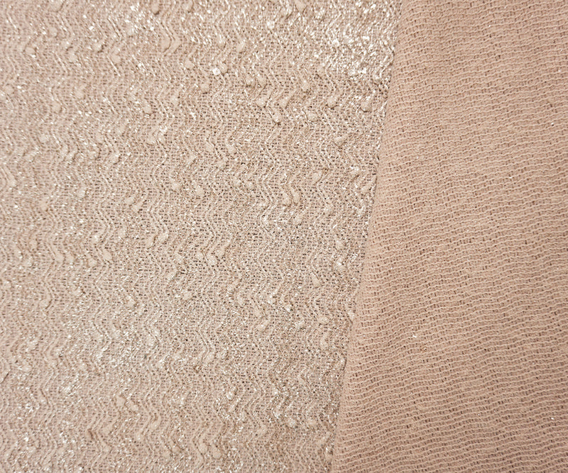 Beige-Silver Poly Wave Jacquard Clear Sequin Knit Fabric