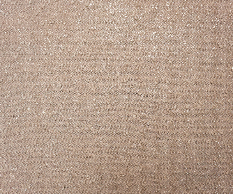 Beige-Silver Poly Wave Jacquard Clear Sequin Knit Fabric