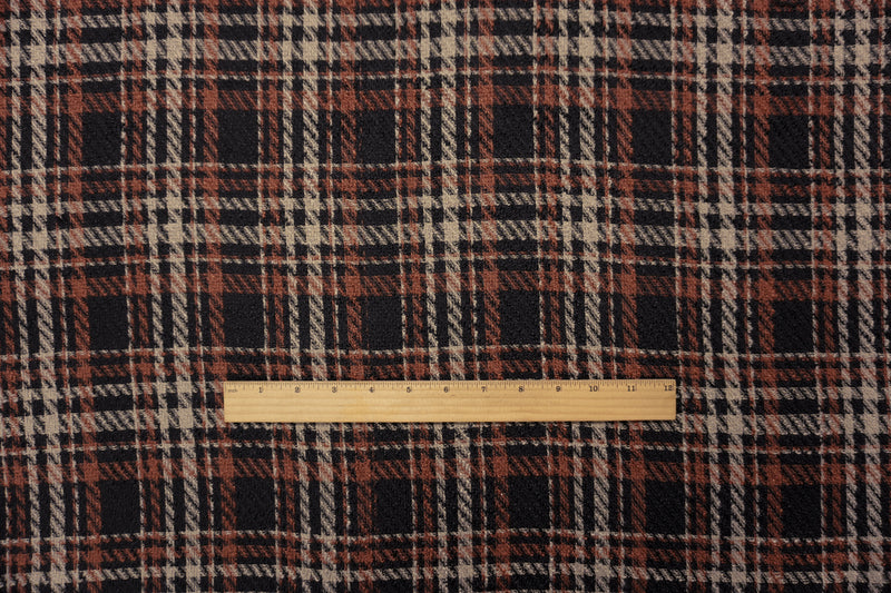 Black-Taupe-Multi Poly Plaid Twill Woven Fabric