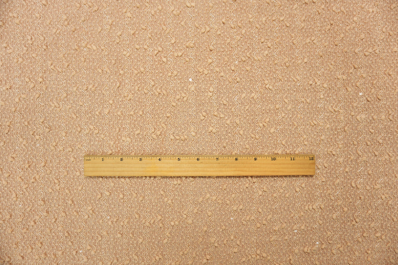 Tan Beige Poly Spandex Wave Jacquard Boucle Sequin Knit Fabric