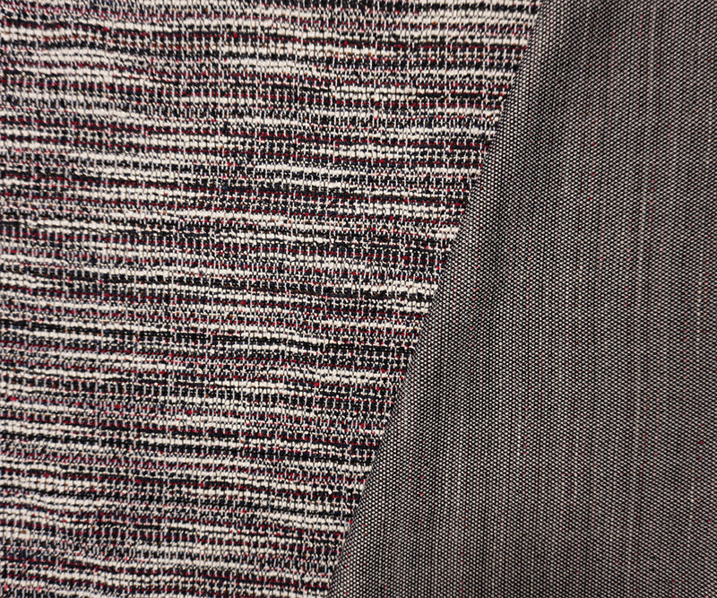 Navy-Red-White Poly Cotton Texture Boucle Double Knit Fabric