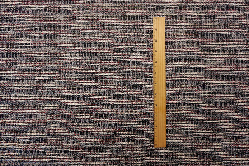 Navy-Red-White Poly Cotton Texture Boucle Double Knit Fabric