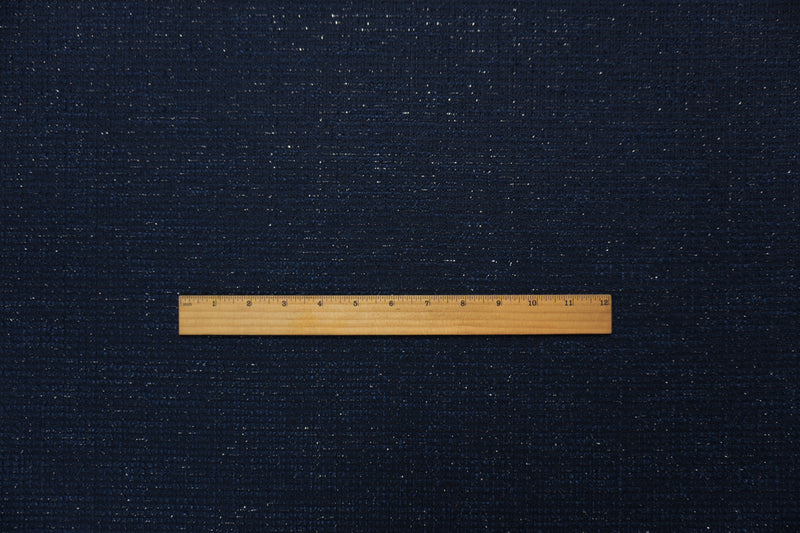 Deep Navy-Silver Poly Cotton Spandex Texture Boucle Knit Fabric