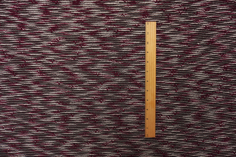 Red-Black-White Poly Cotton Texture Boucle Knit Fabric