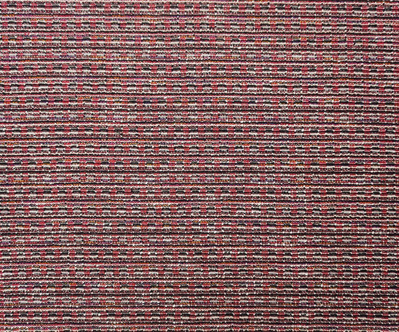Red-Navy-Silver Poly Cotton Texture Boucle Double Knit Fabric