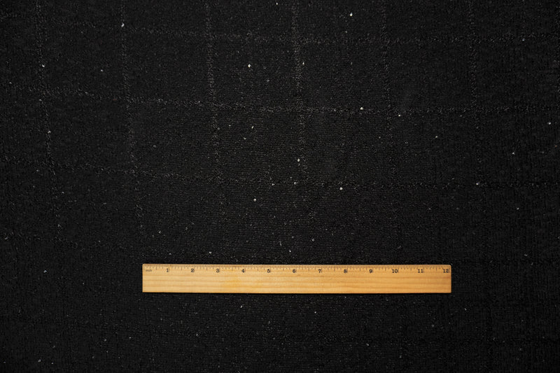 Black Poly Cotton Spandex Texture Boucle Sequin Knit Fabric