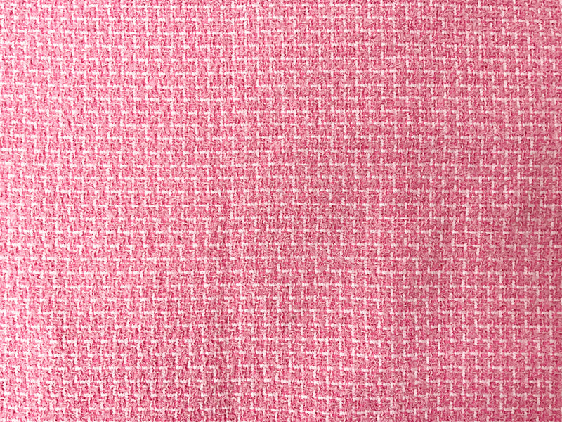 Pink-White Poly Tweed Boucle Novelty Woven Fabric