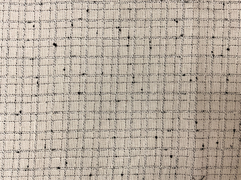 Ivory-Gold-Multi Poly Cotton Check Twill Woven Fabric