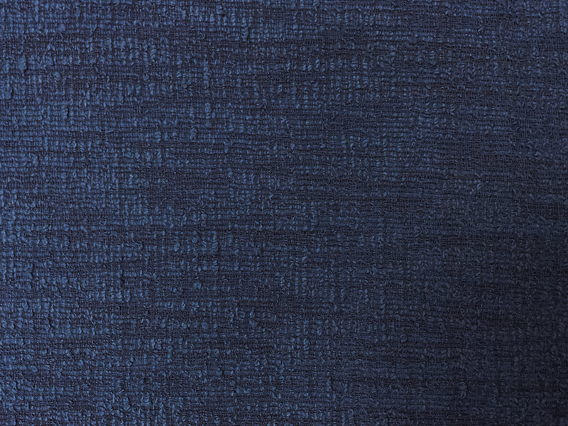 Navy Blue Poly Cotton Texture Boucle Knit Fabric