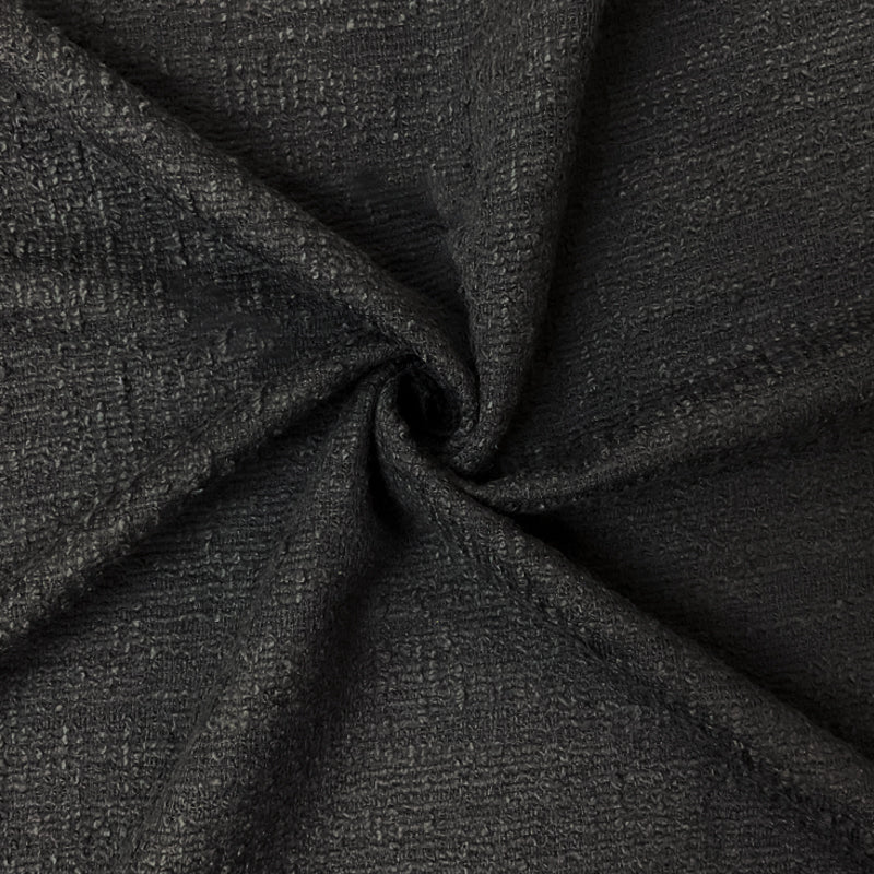 Black Poly Cotton Texture Boucle Knit Fabric