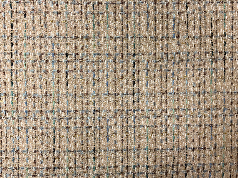 Beige-Gold-Multi Poly Tweed Boucle Novelty Woven Fabric