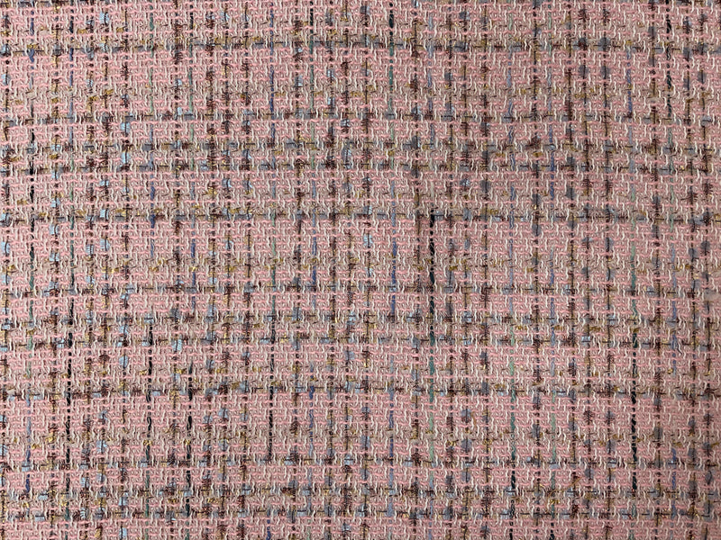 Pink-Gold-Multi Poly Tweed Boucle Novelty Woven Fabric
