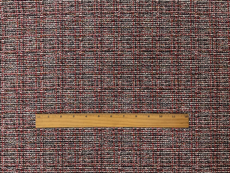 Red-Black-Multi Rayon Spandex Texture Boucle Double Knit Fabric