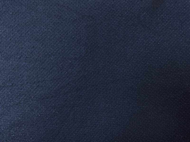 Navy Blue Poly Solid Brushed Boucle Knit Fabric