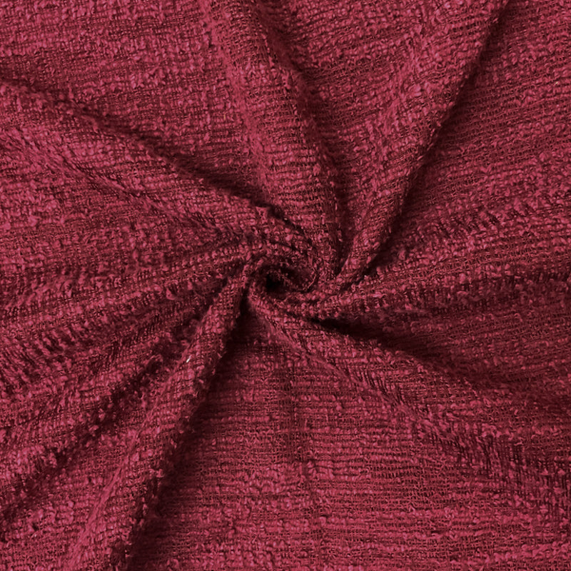 Red Poly Cotton Texture Boucle Knit Fabric