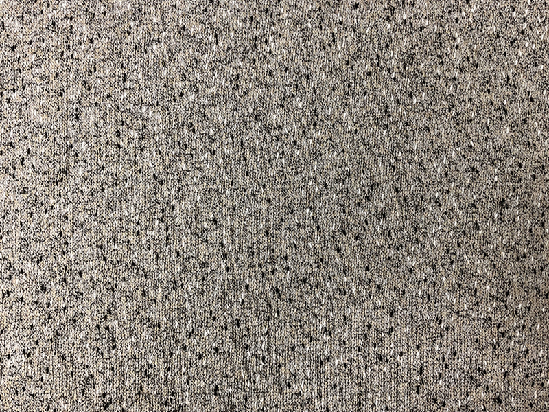 Beige-Black-White Poly Slub Jersey Knit Fabric