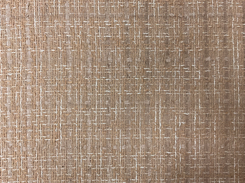Brown-Multi Poly Check Tweed Boucle Novelty Woven Fabric