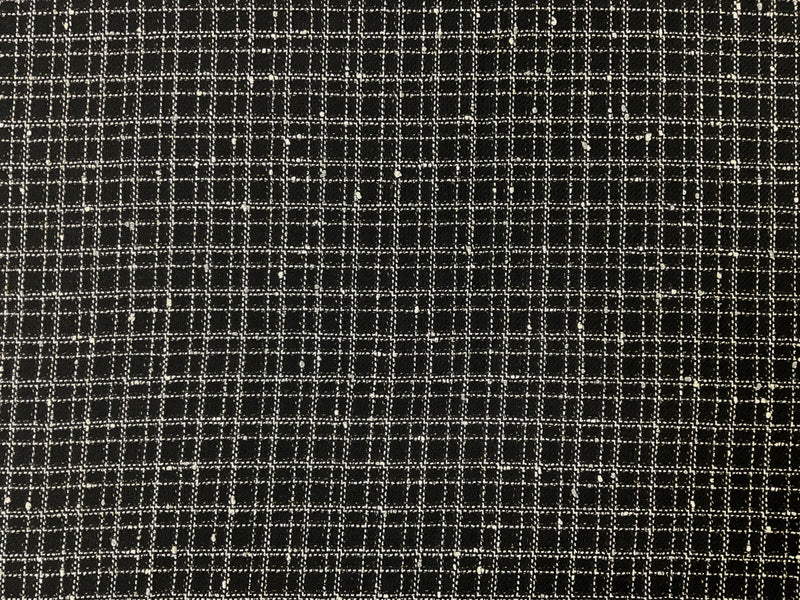 Black Poly Cotton Check Twill Woven Fabric