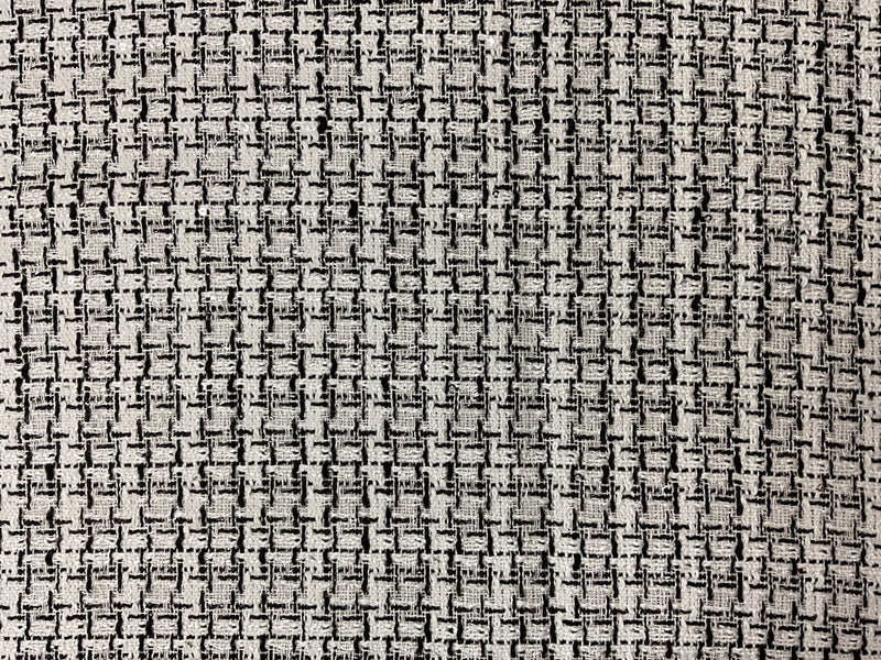 White-Black Poly Tweed Boucle Sequin Novelty Woven Fabric