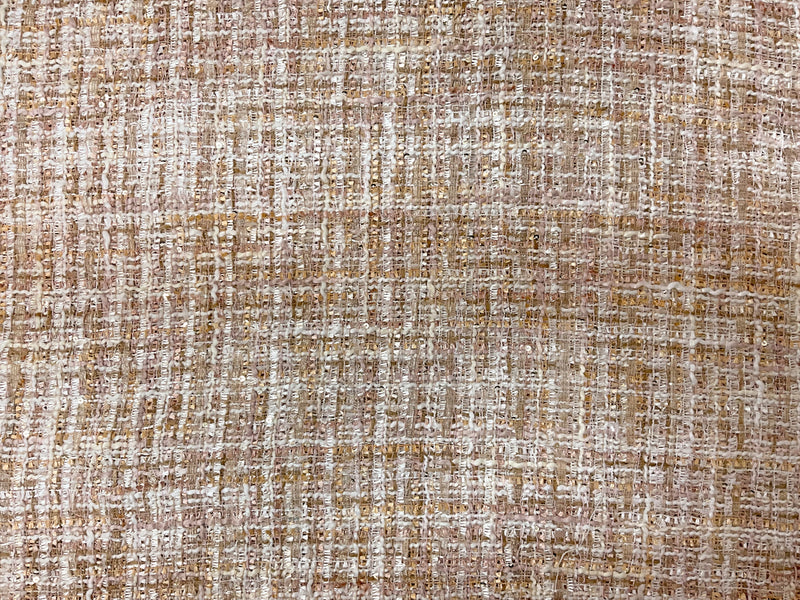 Beige-Multi Poly Tweed Boucle Sequin Novelty Woven Fabric