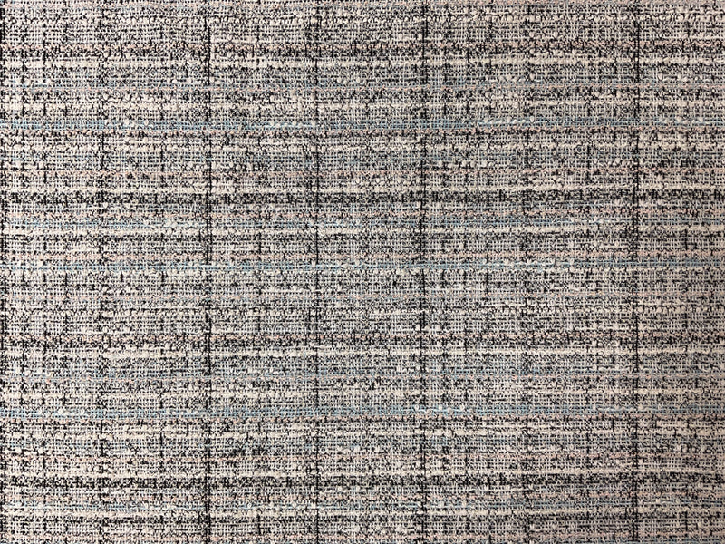 Blue-Pink-Silver Rayon Texture Boucle Double Knit Fabric