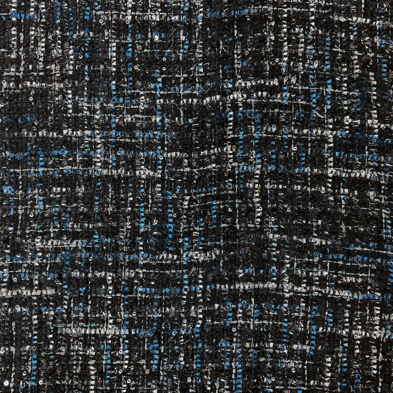 Black-Multi Poly Boucle Sequin Cross-Hatch Novelty Woven Fabric