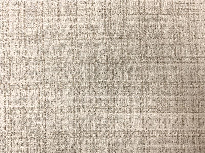 White-Gold-Silver Poly Plaid Tweed Boucle Novelty Woven Fabric