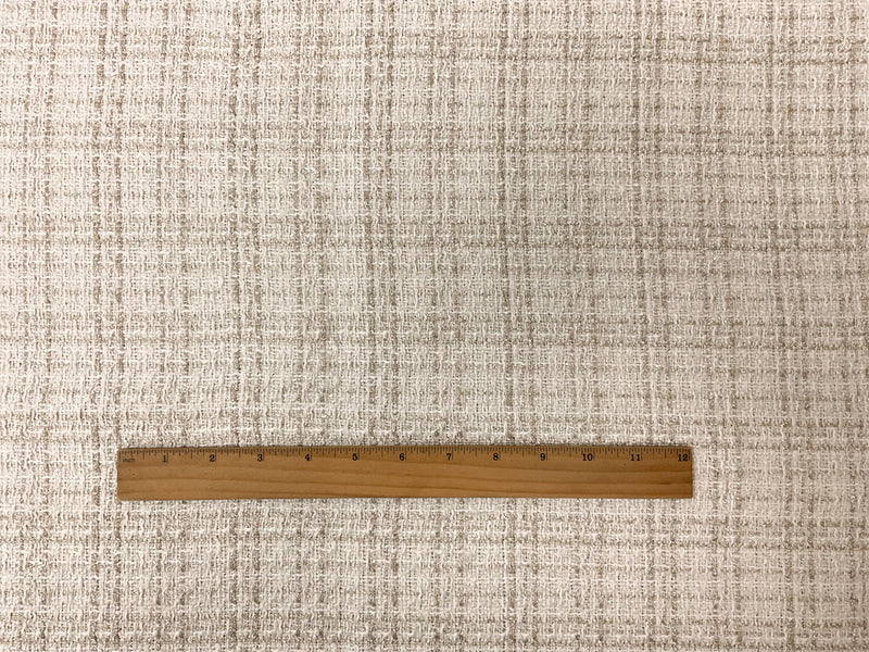 White-Gold-Silver Poly Plaid Tweed Boucle Novelty Woven Fabric