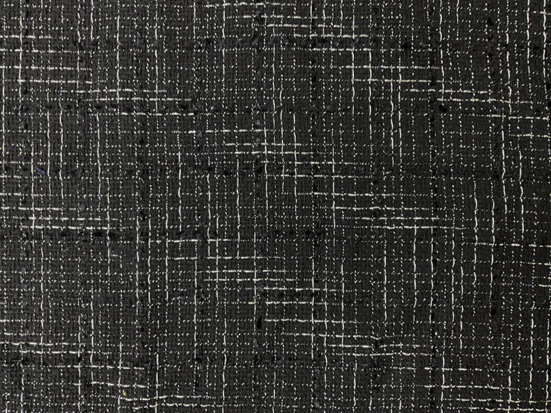 Black-Silver Poly Tweed Boucle Novelty Woven Fabric
