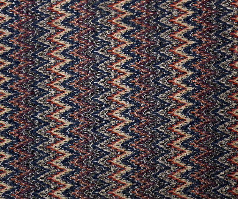 Navy-Red-Gold Poly Chevron Lace Novelty Open Knit Fabric