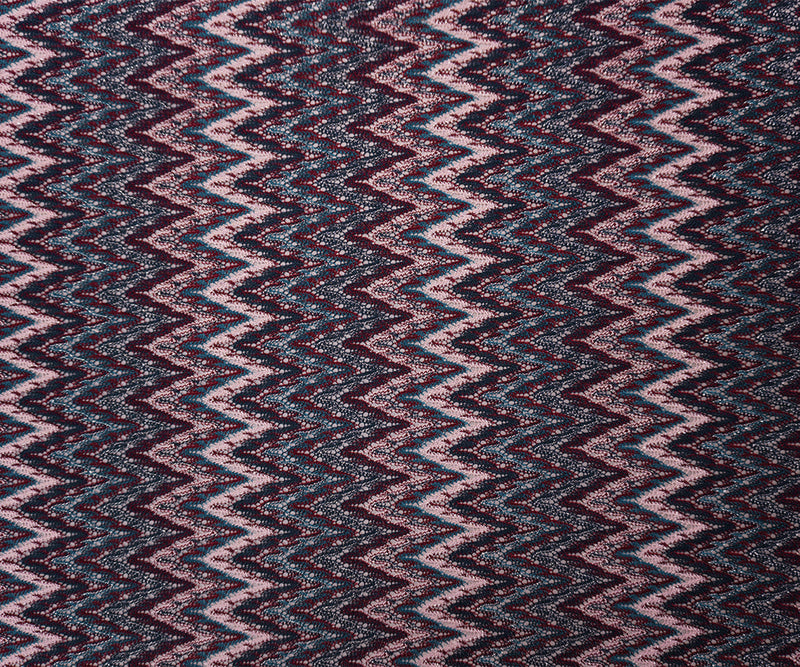 Red-Silver Poly Metallic Chevron Lace Novelty Open Knit Fabric