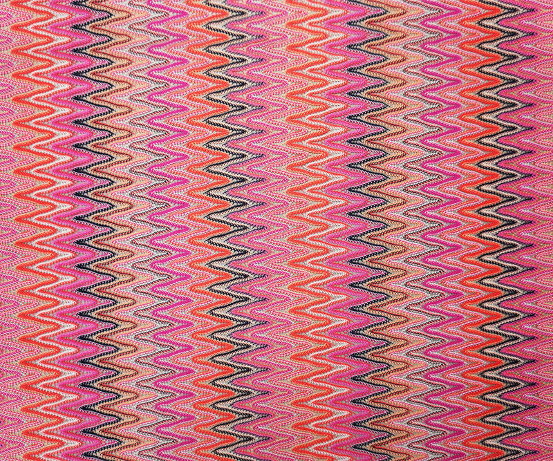 Pink-Multi Poly Chevron Crochet Lace Novelty Open Knit Fabric