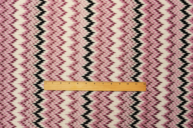Purple-White-Multi Poly Chevron Crochet Lace Novelty Knit Fabric