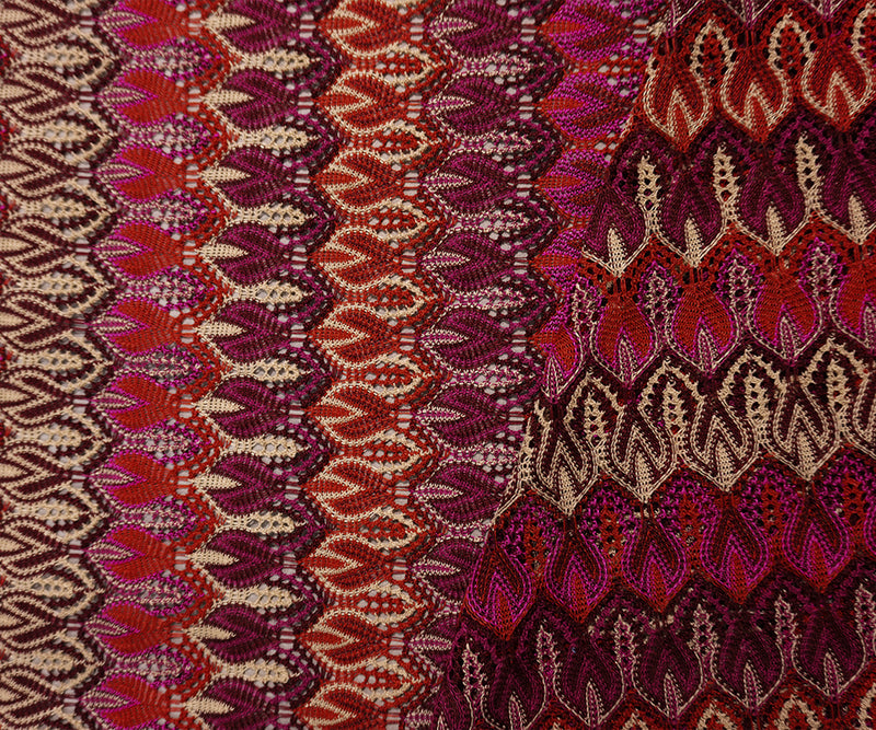 Red-Purple-Multi Poly Ogee Crochet Lace Novelty Knit Fabric