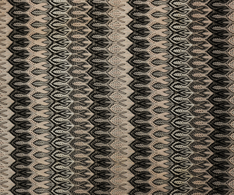 Black-Beige-Gray Poly Ogee Crochet Lace Novelty Knit Fabric