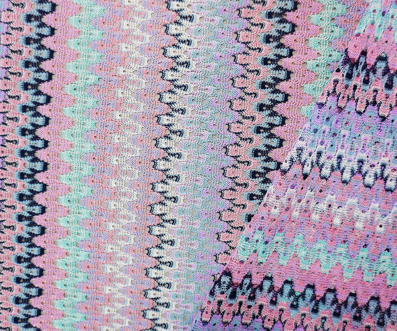 Purple-Pink-Multi Poly Crochet Lace Novelty Knit Fabric