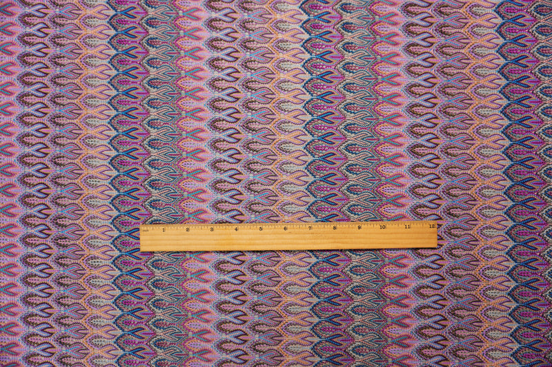 Purple-Multi Poly Ogee Crochet Lace Novelty Knit Fabric