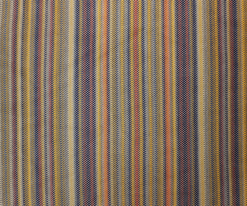 Yellow-Navy-Multi Poly Stripe Crochet Lace Mesh Knit Fabric