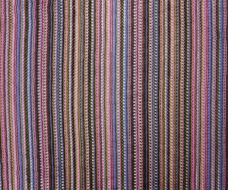 Purple-Brown-Multi Poly Stripe Crochet Lace Novelty Knit Fabric