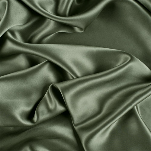 Runway Silks Dark Sage Stretch Silk Charmeuse Fabric - Reorderable
