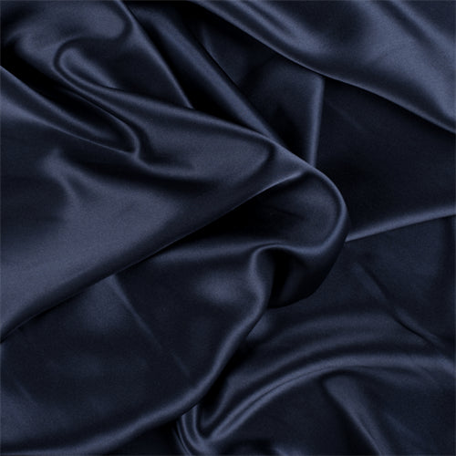 Runway Silks Navy Blue Stretch Silk Charmeuse Fabric - Reorderable