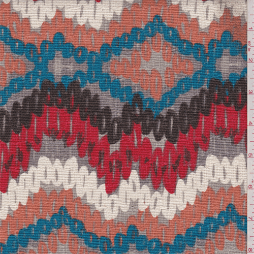 2 7/8 YD PC-Grey Multi Loop Chevron Linen Look Fabric