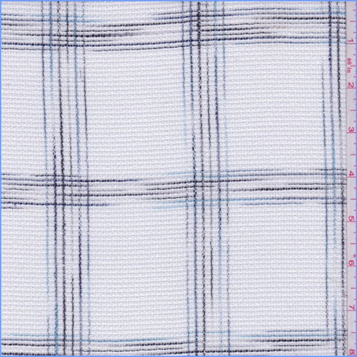 3 1/2 YD PC-White/Blue/Black Check Macrame Lace Fabric