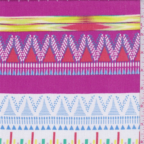 2 YD PC-White/Fuchsia Inca Stripe Rayon Crepon Fabric
