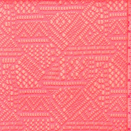 Neon Orange Geo Lace Fabric