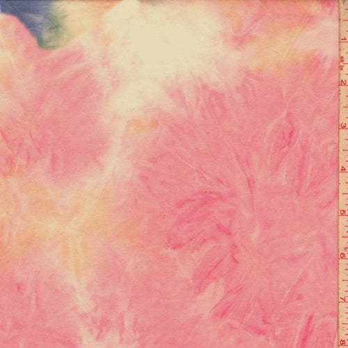 2 1/2 YD PC-Orchid Pink/Yellow/Blue Tie Dye Double Brushed Jersey Knit Fabric