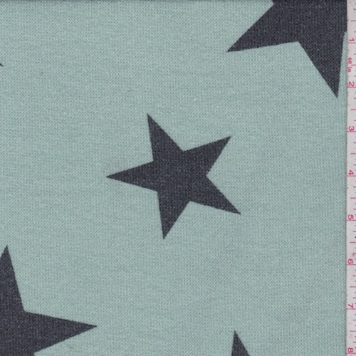 2 1/2 YD PC-Seafoam/Black Star Sweater Knit Fabric