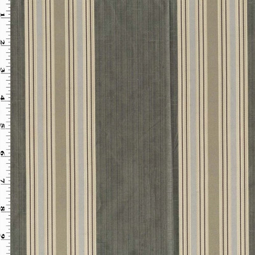 Taupe Gray/Beige Stripe Taffeta Woven Decorating Fabric